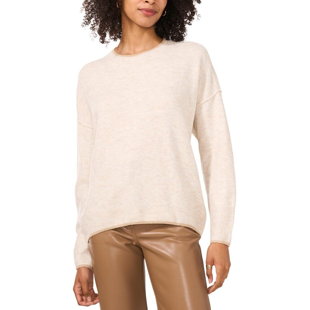 Vince Camuto Women’s Crewneck Sweater XL Metallic Trim Lurex Long Sleeve